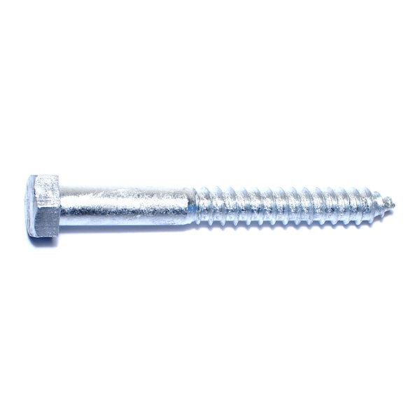 Lag Screw, 1/2 in, 4-1/2 in, Steel, Hot Dipped Galvanized Hex Hex Drive, 25 PK